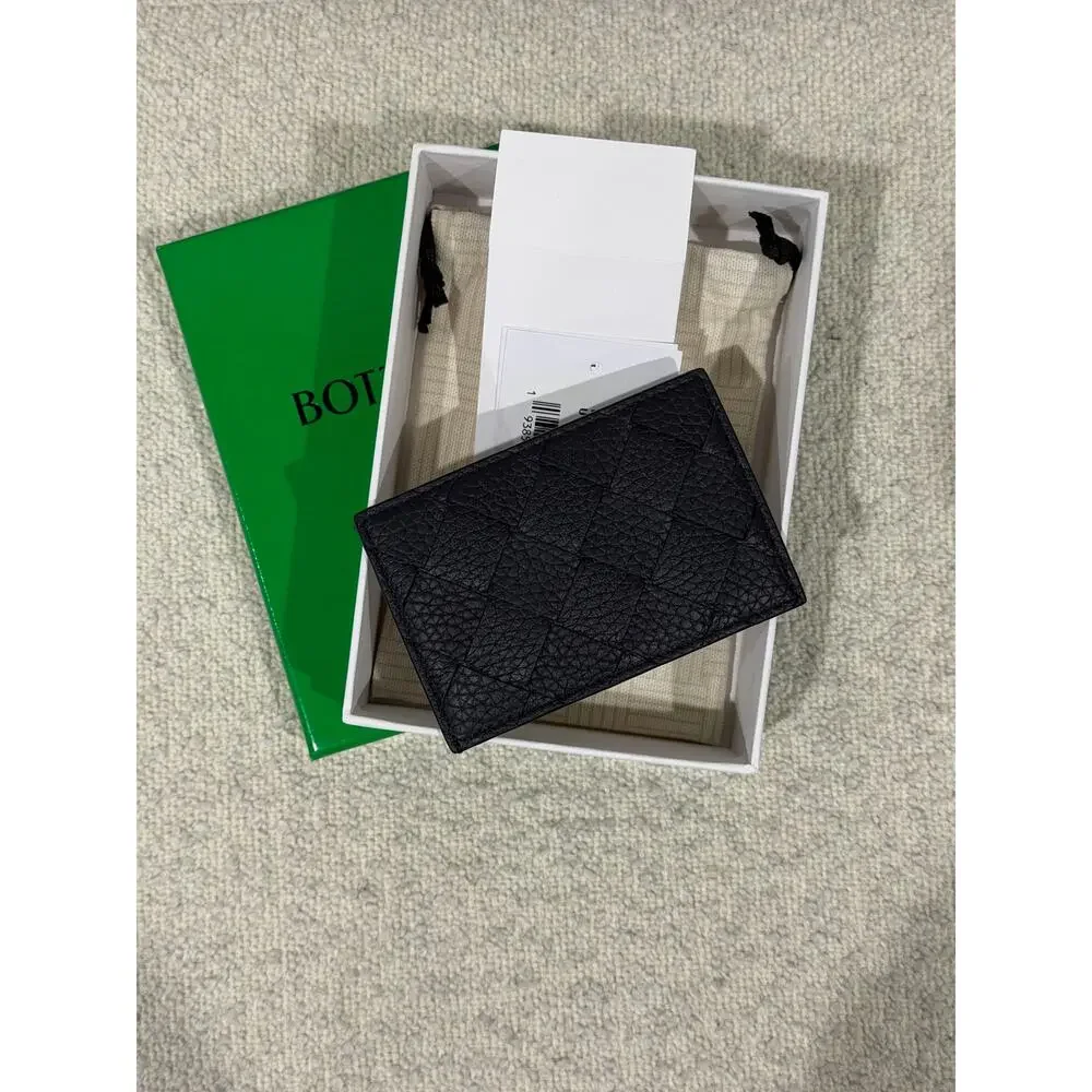 Bottega Veneta Men's Intrecciato Leather Card Case - Nocturnal Silver NWT